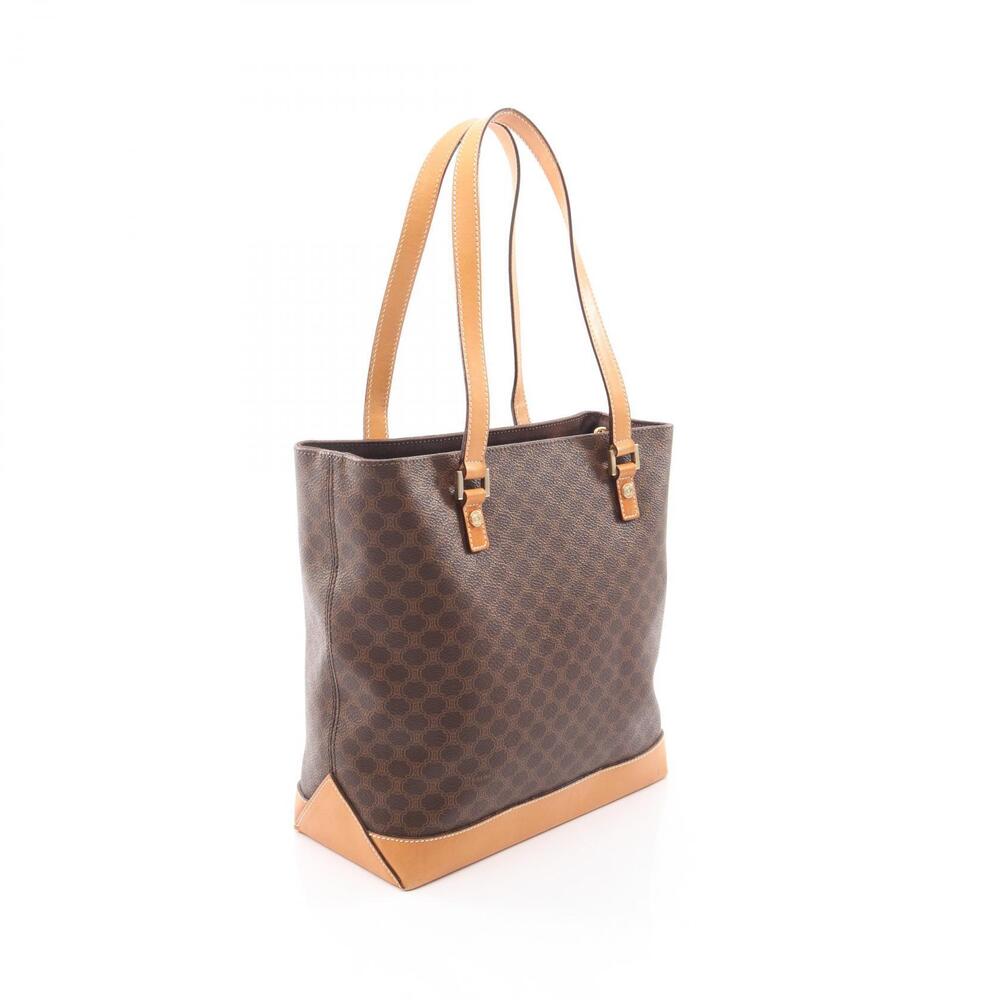 Celine Canvas Handbag Macadam Brown Leather - Picture 1 of 9